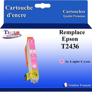 T3AZUR- Cartouche Compatible avec Epson 24XL 24 XL remplace Epson Expression Photo XP55 XP750 XP760 XP850 XP860 XP950 XP960 XP970 Light Magenta