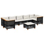 vidaXL Salon de jardin 8 Pièces avec coussins noir résine tressée