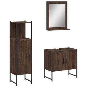 vidaXL Ensemble d'armoires de salle de bain 3 Pièces chêne marron