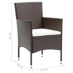 vidaXL Ensemble à dîner de jardin avec coussins 3 Pièces poly rotin brun