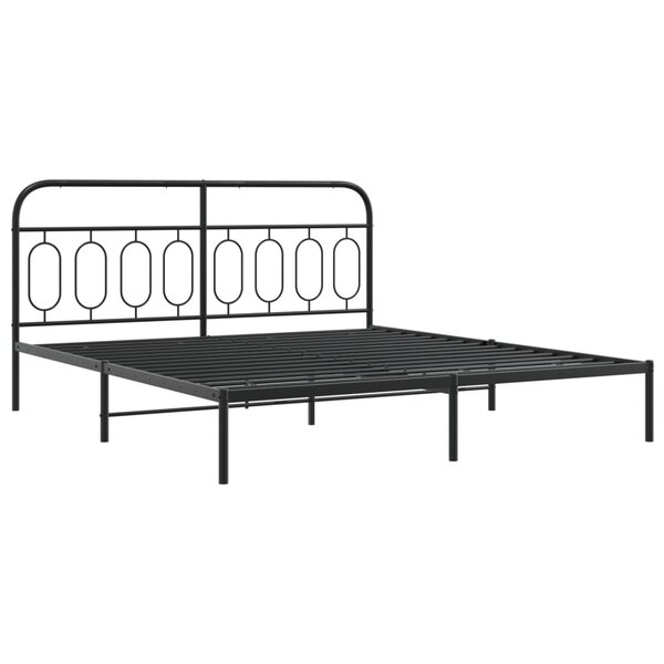 vidaXL Cadre de lit métal avec tête de lit/pied de lit noir 180x200 cm