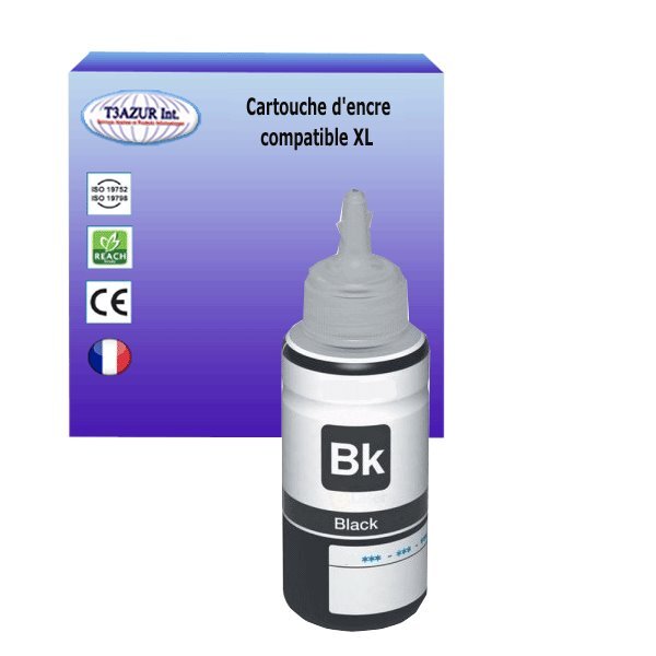 Cartouche Compatible pour Epson EcoTank ET-L350, ET-L355, ET-L360, ET-L361, ET-L362, ET-L365 remplace Epson T6641 (C13T664140) Noire - T3AZUR
