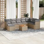 vidaXL Salon de jardin avec coussins 9Pièces mélange beige résine tressée