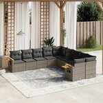 vidaXL Salon de jardin avec coussins 10 Pièces gris résine tressée