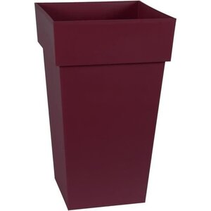 Pot de Fleur Carré Haut - Volume 62 L - 39 x 39 x 65 cm - Rouge bourgogne