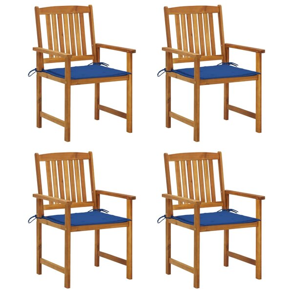 vidaXL Chaises de jardin avec coussins lot de 4 Bois d'acacia massif