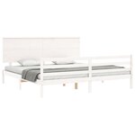 vidaXL Cadre de lit avec tête de lit blanc 200x200 cm bois massif