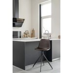 2 chaises de comptoir en cuir synthétique marron avec pieds noirs