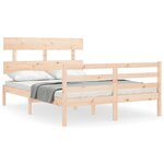 vidaXL Cadre de lit avec tête de lit 140x200 cm bois massif