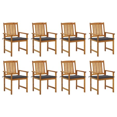 vidaXL Chaises de jardin avec coussins lot de 8 Bois d'acacia solide