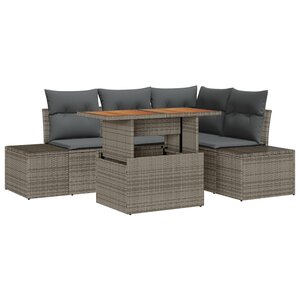 vidaXL Ensemble de canapés de jardin 5 pièces avec coussins gris en polyrotin