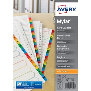 Répertoire mensuel 12 touches en carte blanche onglets plastifiés de couleur Format A4+.