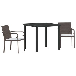 vidaXL Ensemble de salle à manger pour jardin 3 Pièces Marron Poly rotin
