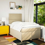 vidaXL Sommier à lattes de lit avec matelas Crème 120x200 cm Tissu