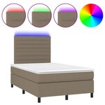 vidaXL Sommier à lattes de lit matelas et LED taupe 120x190 cm tissu