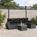 vidaXL Salon de jardin 6 Pièces avec coussins noir résine tressée