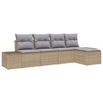 vidaXL Ensemble de canapés de jardin 5 pièces avec coussins beige en poly rotin