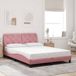 vidaXL Cadre de lit avec lumières LED rose 120x200 cm velours