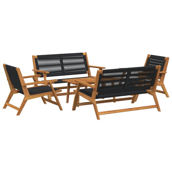 vidaXL Chaises de jardin avec table 5 Pièces Bois solide d'acacia noir