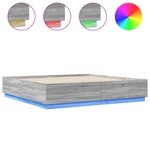 vidaXL Cadre de lit avec LED sans matelas sonoma gris 200x200 cm