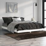 vidaXL Cadre de lit blanc 135x190 cm bois d'ingénierie