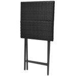 vidaXL Mobilier à dîner pliable jardin 5 Pièces Acier Résine tressée Noir