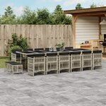 vidaXL Ensemble à manger de jardin et coussins 17 Pièces gris clair rotin