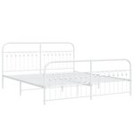 vidaXL Cadre de lit métal avec tête de lit/pied de lit blanc 183x203cm
