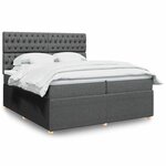 vidaXL Sommier à lattes de lit avec matelas Gris foncé 200x200cm Tissu