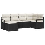 Ensemble de canapé de jardin 6 pièces vidaXL avec coussins noir poly rotin