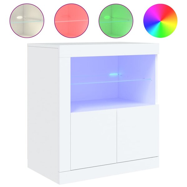 vidaXL Buffet avec lumières LED blanc 60 5x37x67 cm