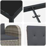 Ensemble de salle à manger de jardin 5 pièces avec coussins en Poly Rattan gris