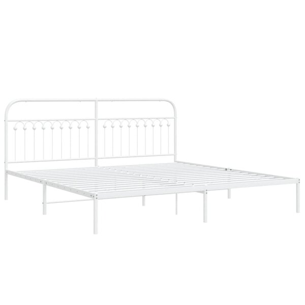 vidaXL Cadre de lit métal avec tête de lit blanc 193x203 cm