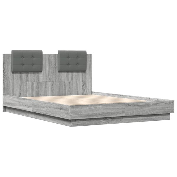 vidaXL Cadre de lit avec tête de lit sonoma gris 120x190 cm