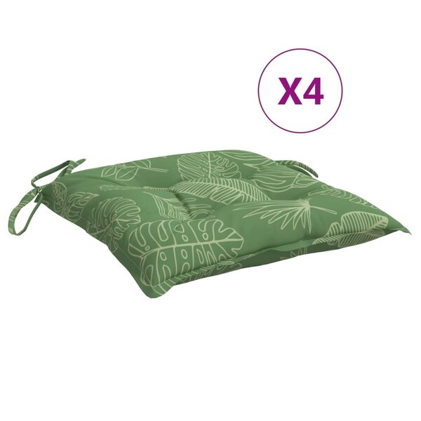 vidaXL Coussins de chaise lot de 4 à motif de feuilles 50x50x7cm tissu