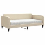 vidaXL Lit de jour avec matelas crème 100x200 cm tissu