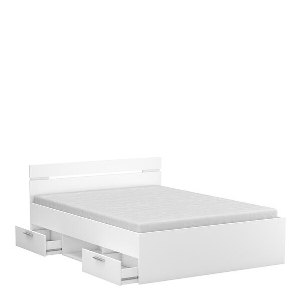 Lit adulte 2 tiroirs - MICHIGAN - Blanc - 140 x 190 cm - DEMEYERE