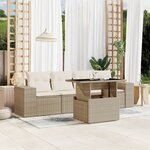 vidaXL Salon de jardin avec coussins 5 Pièces beige résine tressée