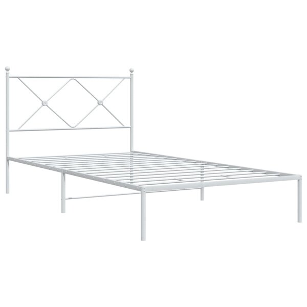vidaXL Cadre de lit métal avec tête de lit blanc 107x203 cm