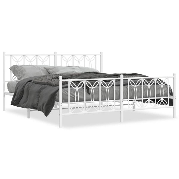 vidaXL Cadre de lit métal avec tête de lit/pied de lit blanc 183x213cm