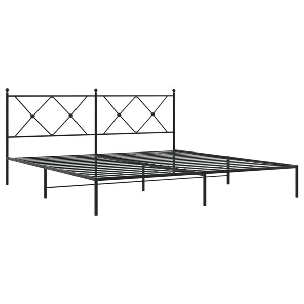 vidaXL Cadre de lit métal avec tête de lit noir 180x200 cm