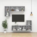 vidaXL Meuble TV mural Gris béton 37x37x72 cm Bois d’ingénierie