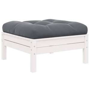 vidaXL Repose-pied de jardin avec coussin anthracite Bois de pin blanc