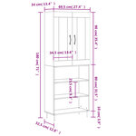 vidaXL Buffet haut Noir 69 5x34x180 cm Bois d'ingénierie