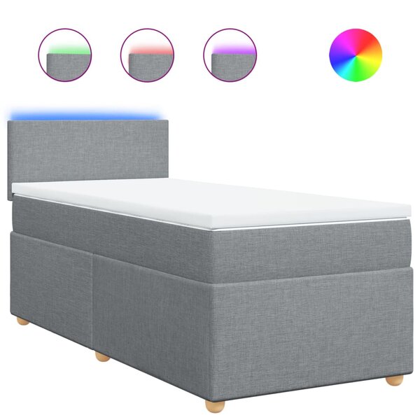 vidaXL Sommier à lattes de lit avec matelas gris clair 80x200 cm tissu
