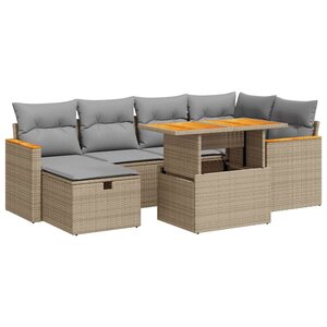vidaXL Salon de jardin avec coussins 8 Pièces beige résine tressée