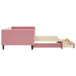 vidaXL Lit de jour avec gigogne et tiroirs rose 100x200 cm velours
