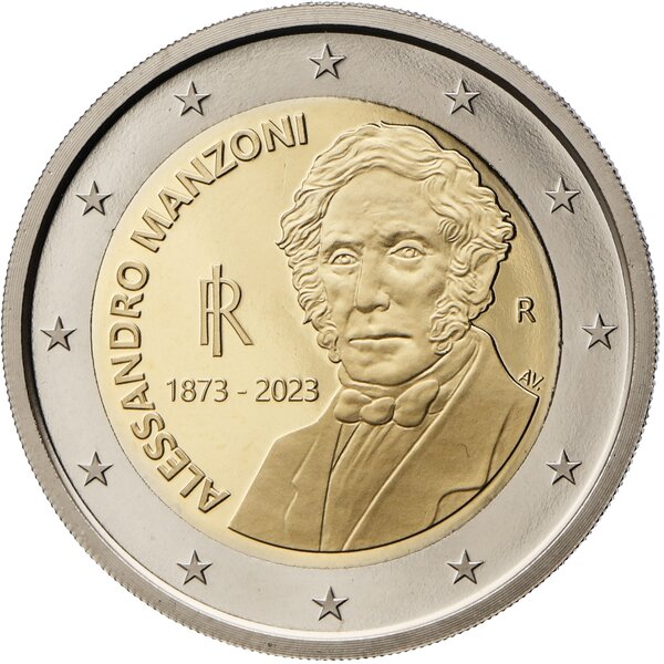 Pièce de monnaie 2 euro commémorative Italie 2023 – Alessandro Manzoni
