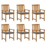 vidaXL Chaises de jardin avec coussins 6 Pièces Bois d'acacia massif