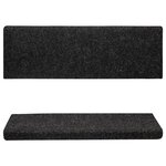 vidaXL Tapis d'escalier 15 Pièces Tissu aiguilleté 65x21x4 cm Noir
